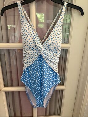 Blue & White Polka Dot One-Piece Swimsuit Malvie Zanzibar blue 10 Lillys Dot